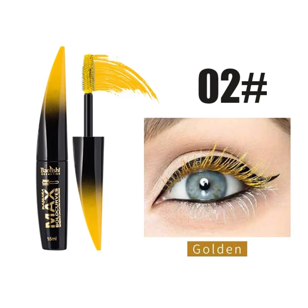 Mascara 6 couleurs grosse brosse épais et recourbant facile à appliquer waterproof longue tenue portable