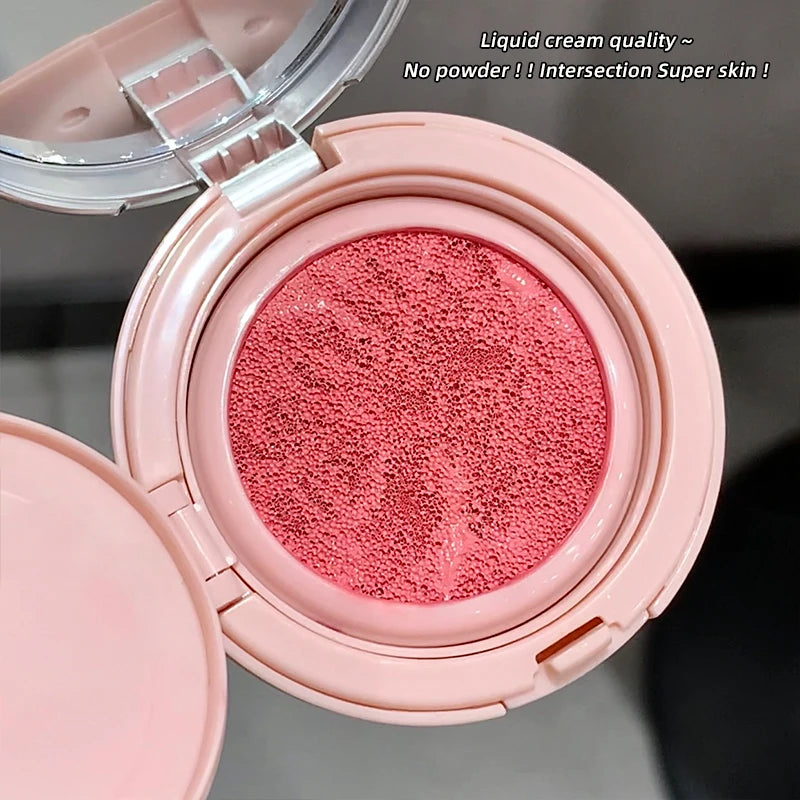 Blush coussin 3 couleurs – Texture crème mate, avec applicateur puff, sans poudre – Application lisse, pour un maquillage quotidien impeccable