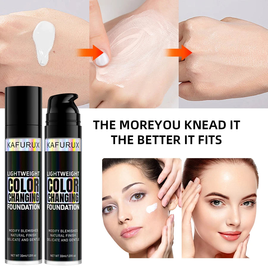 1 Pièce Fond de Teint Magique Changeant de Couleur – Base Maquillage Nude, Couvrance Totale, Mat, Correcteur Longue Tenue, Maquillage Coréen pour Femmes