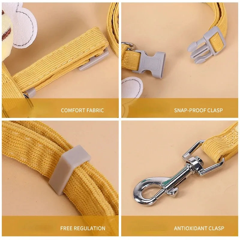 Cartoon Bee Pet Harness & Leash Set – Adjustable Vest for Cats & Small Dogs