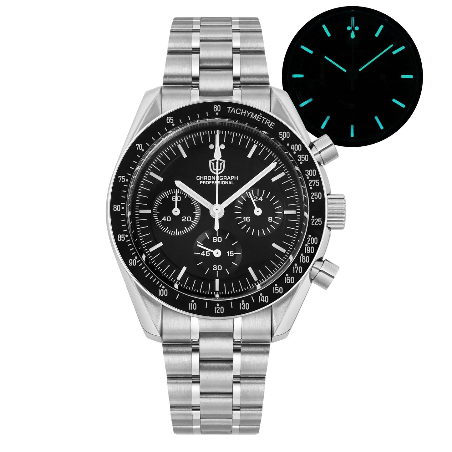 Montre à Quartz VK63 chronographe mouvement saphir cristal BGW9 lumineux 20Bar étanche 40mm montres Vintage