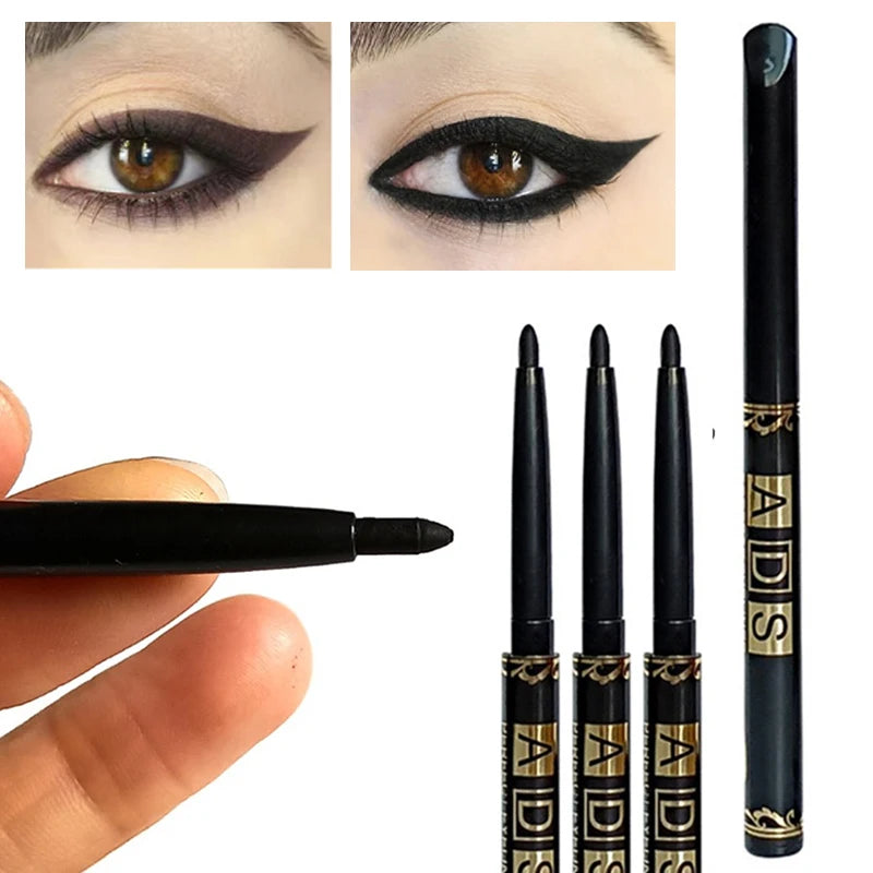 Crayons Eyeliner Noir Waterproof — disponible en 1/2/5/12 pcs, longue tenue, facile à appliquer, gel mat anti-bavures pour un maquillage des yeux intense