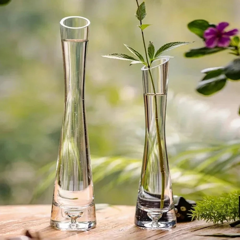 Elegant Slanted Glass Vase – European Style Hydroponic Flower Vase for Home Decor