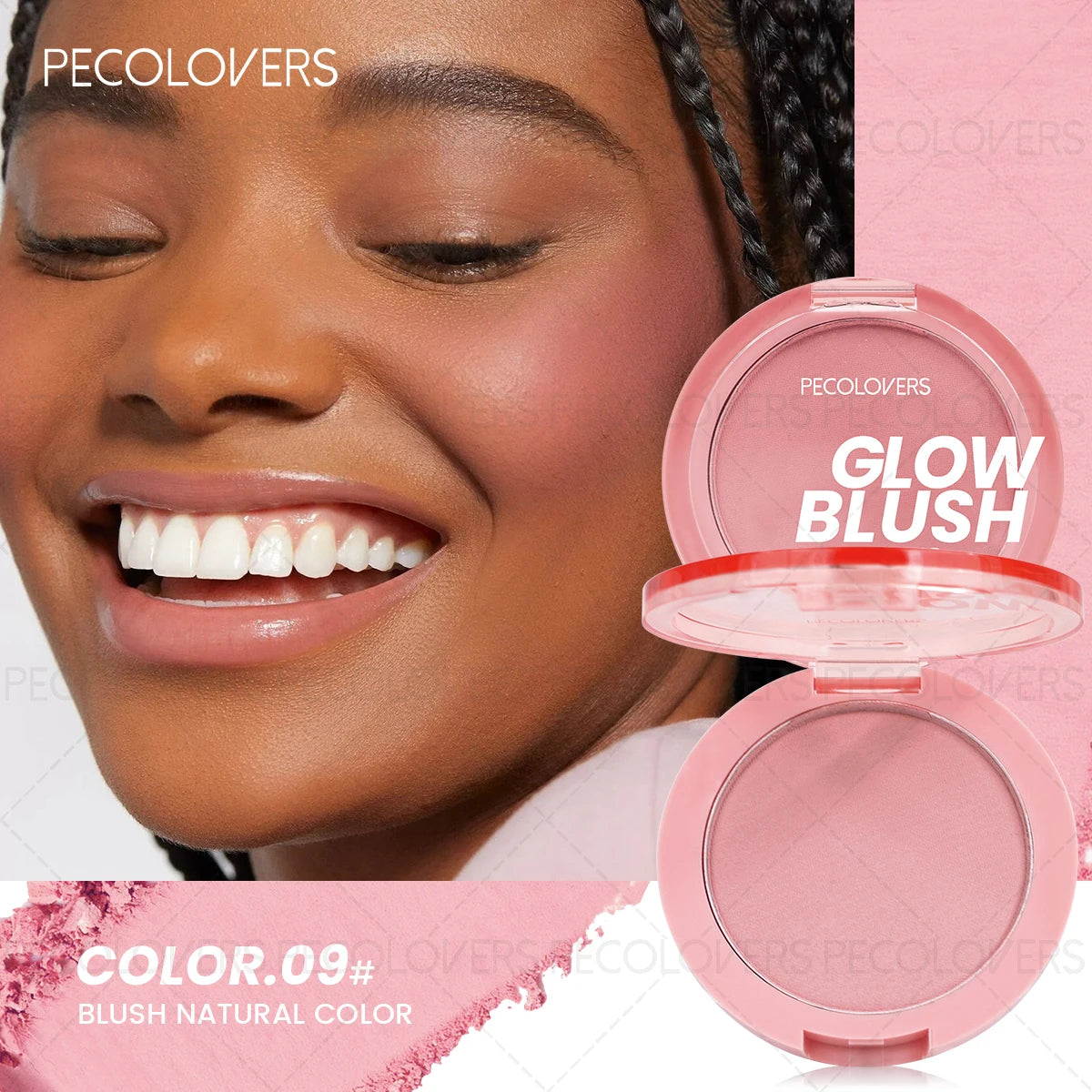 Palette de Blush 1 pièce — Résistante à l’Eau, Teinte Rose, Facile à Appliquer, Effet Maquillage 3D Naturel, Fini Mat, Nuances de Rouge