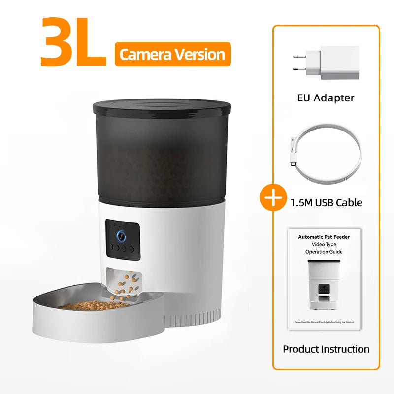 Smart Automatic Pet Feeder with Camera – Wi-Fi Food Dispenser for Cats & Dogs