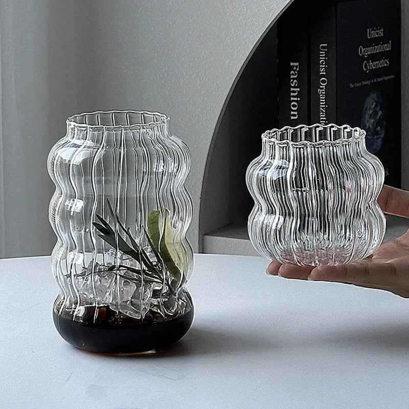 Aesthetic Glass Cups Set – Iced Coffee, Latte, Cocktail & Wine Glass Drinkware Collection