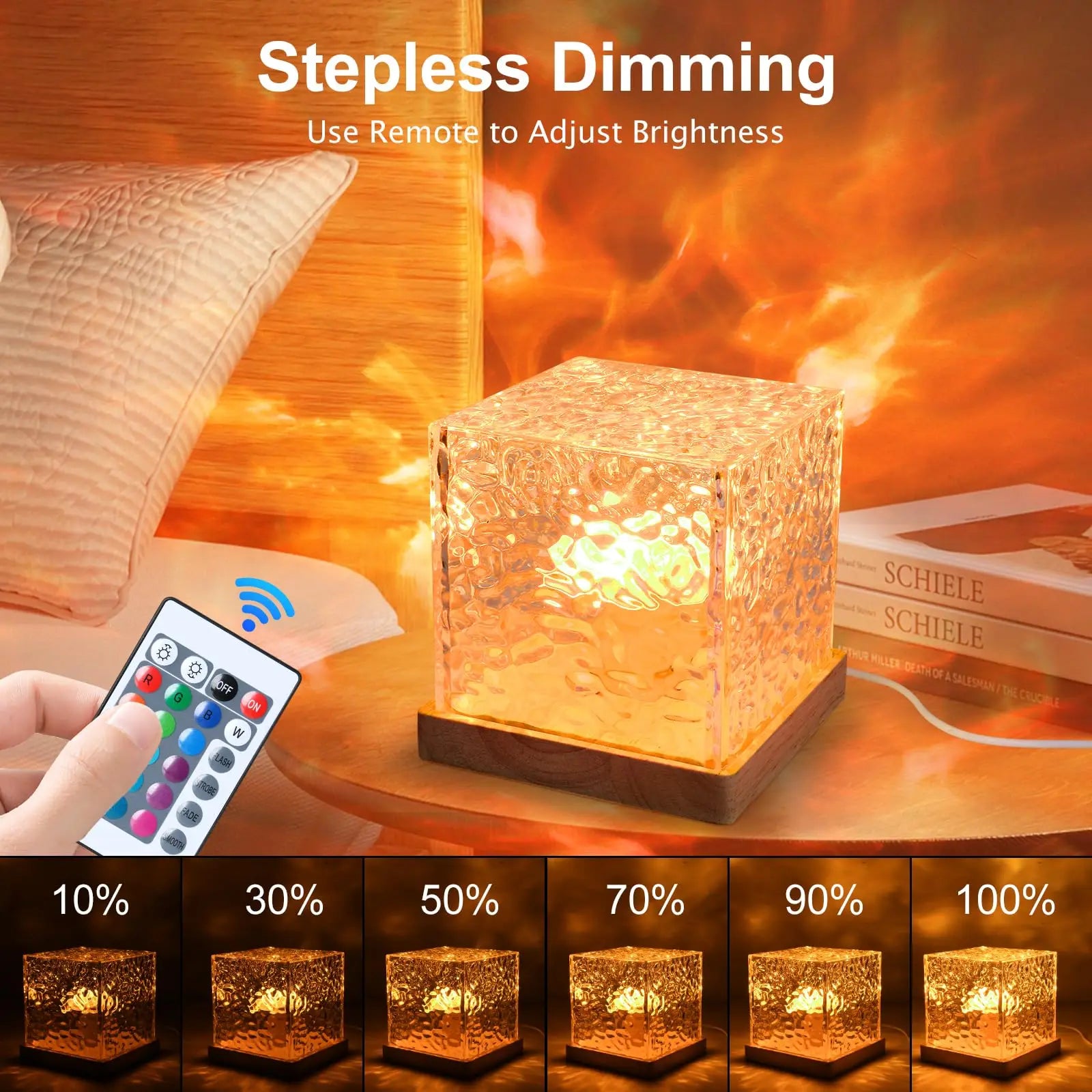 16-Color Water Ripple Projector Lamp – Rotating Ocean Wave LED Night Light with Remote Control