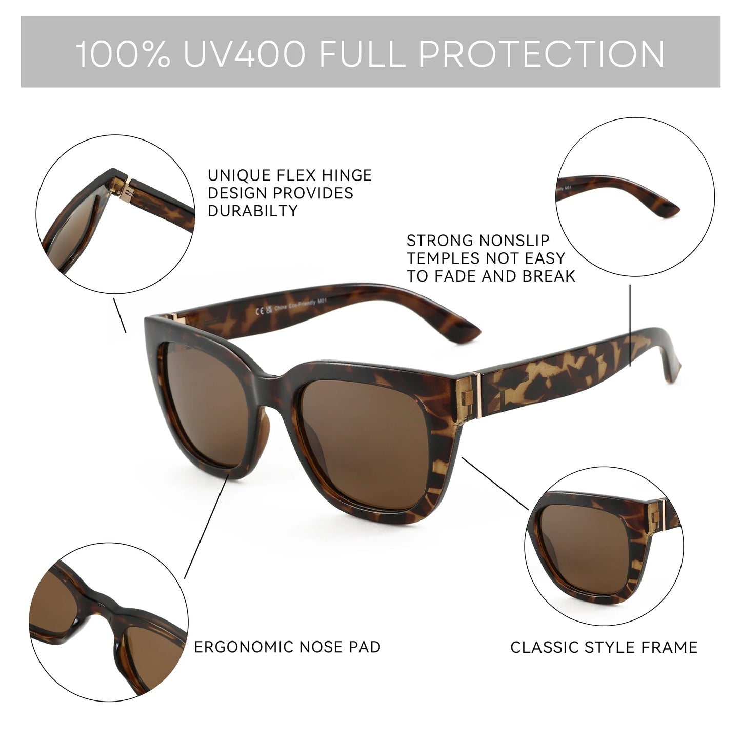 Lunettes de soleil – Modèle papillon à la mode pour femmes | Protection UV400 | Lunettes de soleil œil-de-chat polarisées ZS2218