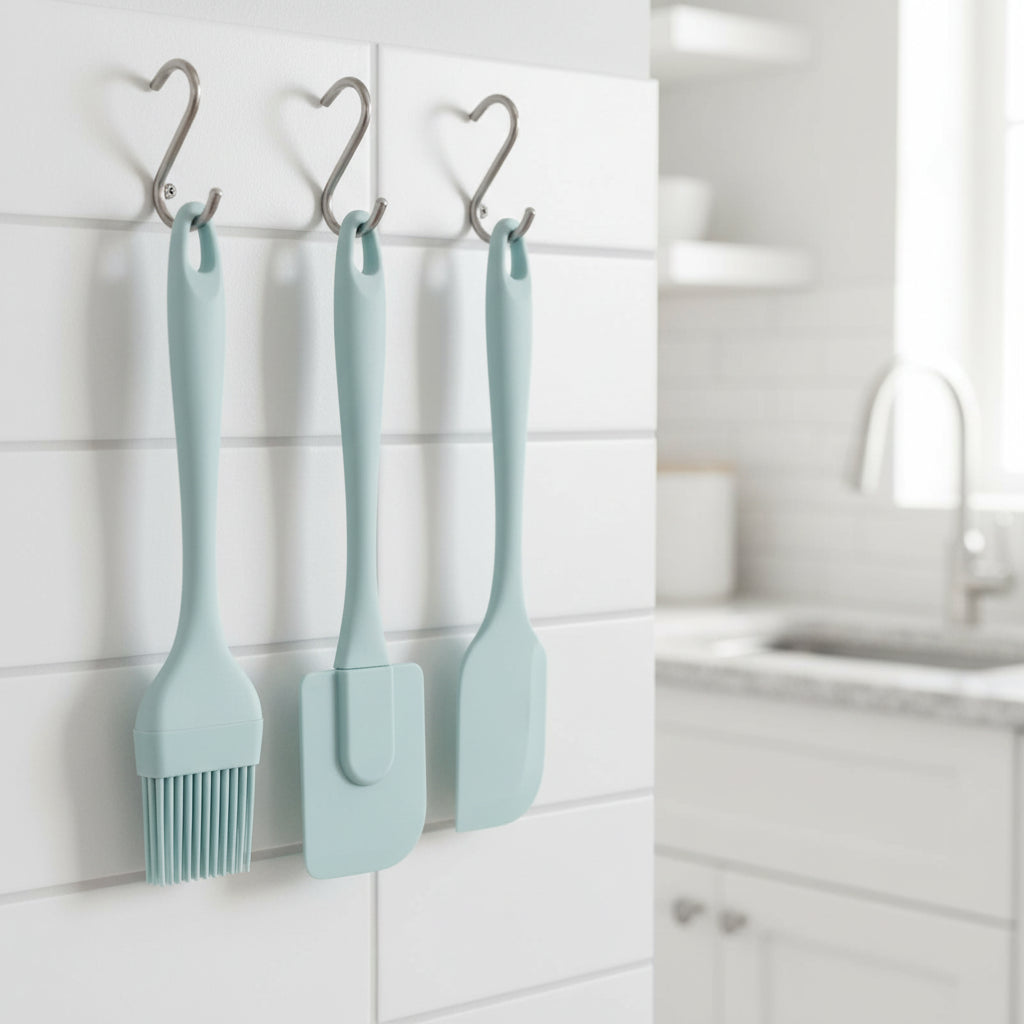 3-Piece Silicone Spatula Set – Cake Scraper, Butter Spatula & Oil Brush Baking Tools