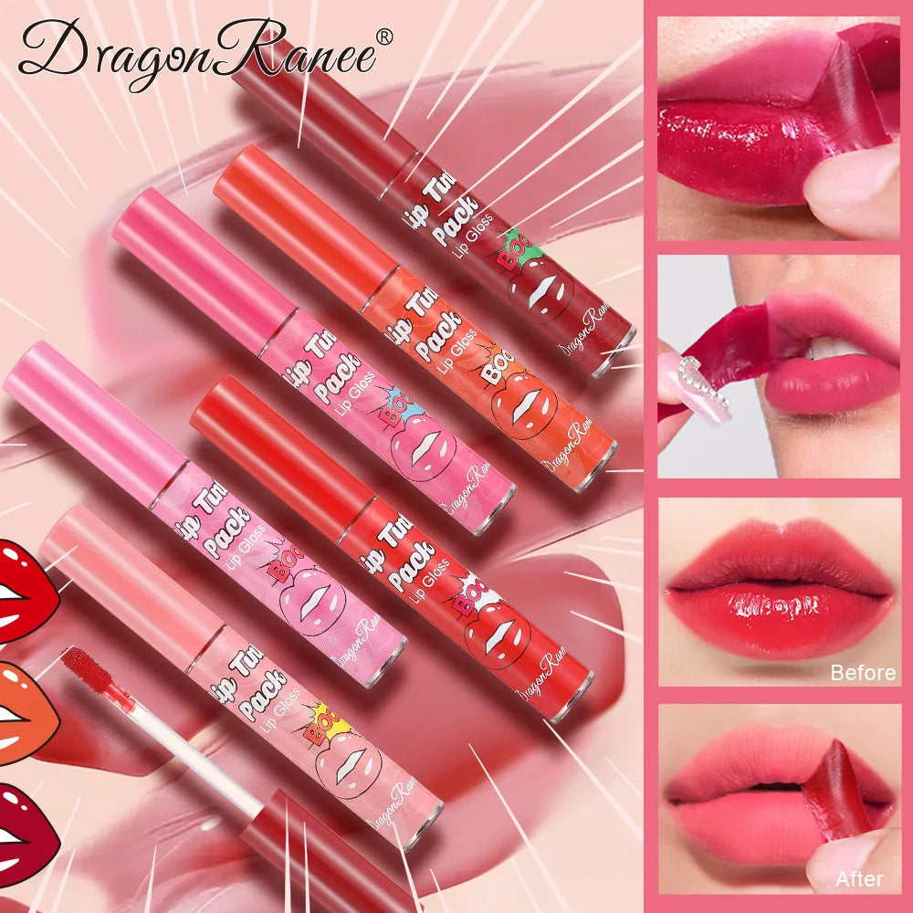 Gloss à Lèvres Peel-Off Rouge Rosé — Contour précis effet tatouage | Tenue longue durée, waterproof et résistant au transfert | Rouge à lèvres à retirer facilement pour un maquillage durable