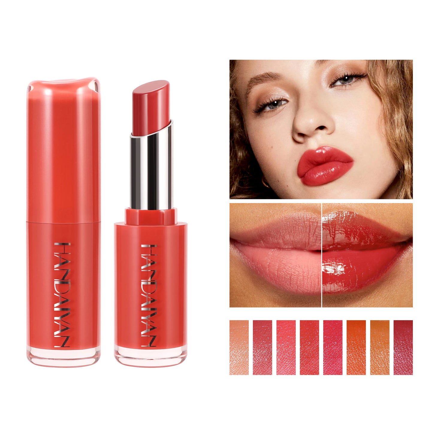 Rouge à Lèvres Velours Mat 8 Couleurs – Longue Tenue, Couleur Intense, Anti-Chute, Hydratant, Fini Naturel