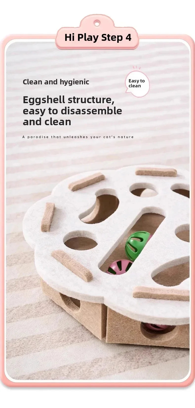 Felt Cat Puzzle Box with Ball – Interactive Hunting & Exercise Toy