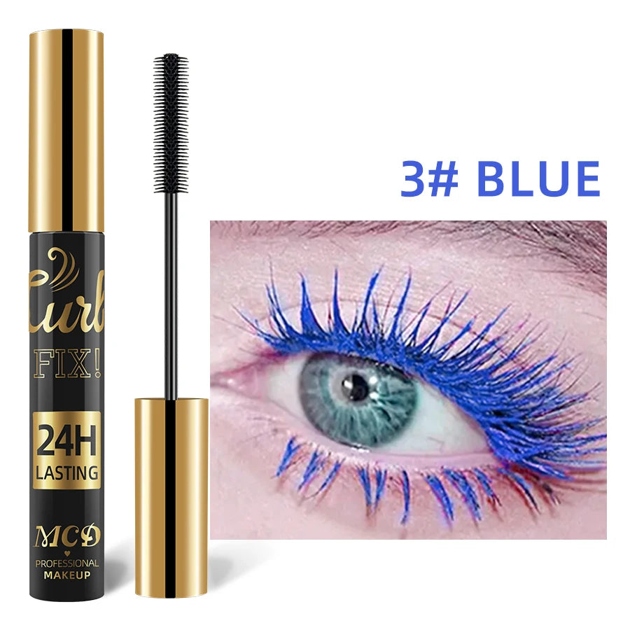 Mascara 5D waterproof vibrant 9 couleurs longue tenue recourbant bleu, vert, noir extensions cils
