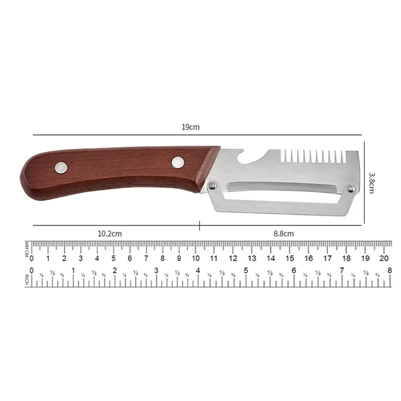 Multifunction Stainless Steel Peeler with Wooden Handle – Durable Fruit & Vegetable Peeling and Slicing Tool