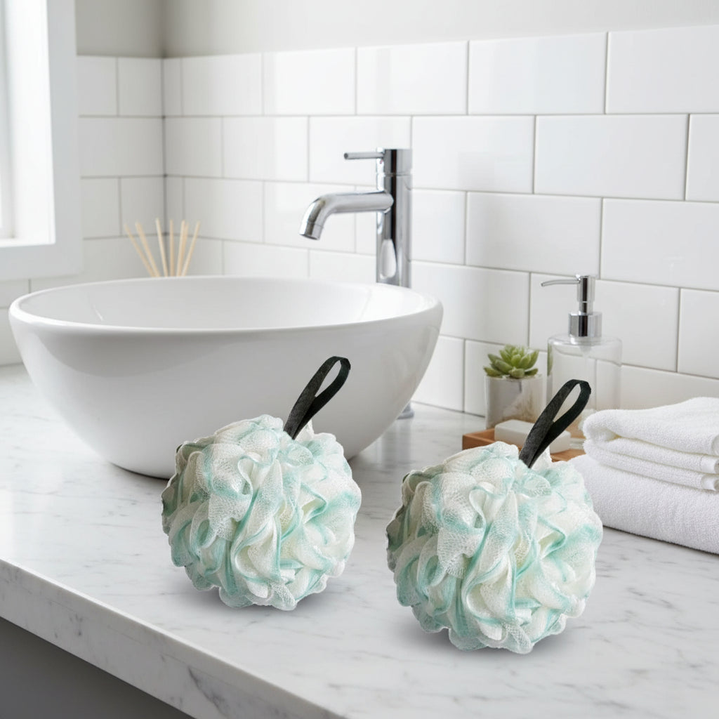 Large Bath Sponge Loofah Set – Mesh Shower Scrubber Bath Ball