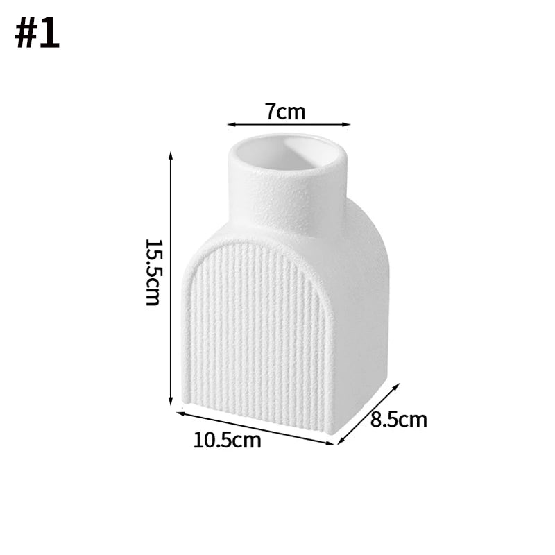 Modern White Decorative Vase – Minimalist Flower Vase for Home & Table Decor