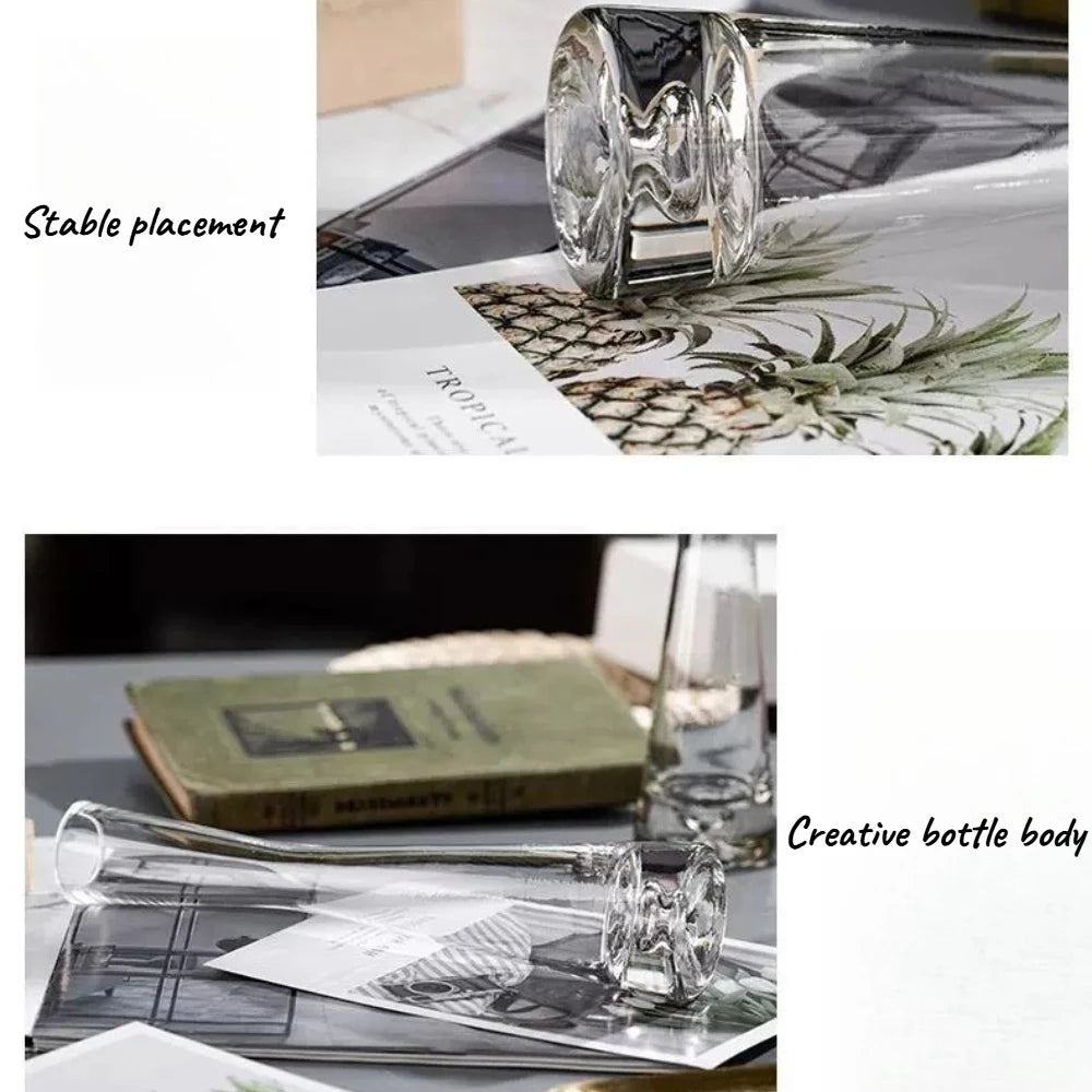 Elegant Slanted Glass Vase – European Style Hydroponic Flower Vase for Home Decor