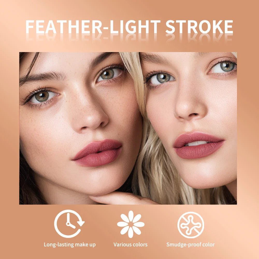 Crayon à Lèvres – Pointe Bille Flexible, Longue Tenue, Waterproof, Anti-Transfert et Anti-Bavure, 8 Couleurs, Maquillage des Lèvres