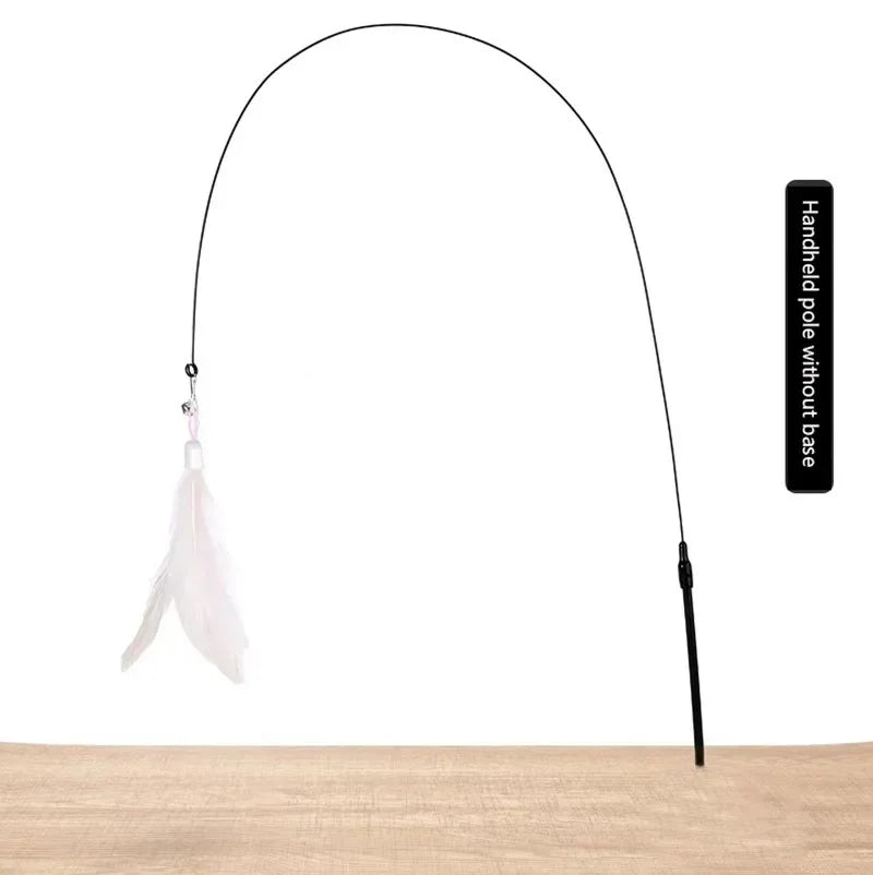 Interactive Suction Cup Feather Cat Wand Toy with Bell