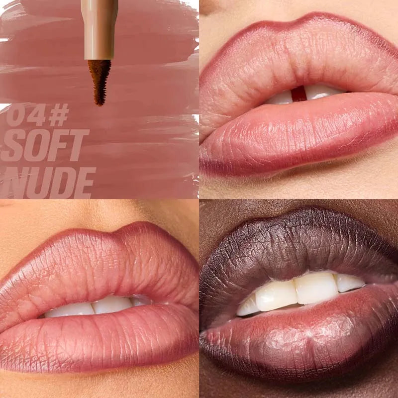 Crayon à Lèvres Velours Marron – Mat, Waterproof, Anti-Transfert, Teintes Nude et Rouge Cerise, Contour des Lèvres, Maquillage pour Femmes