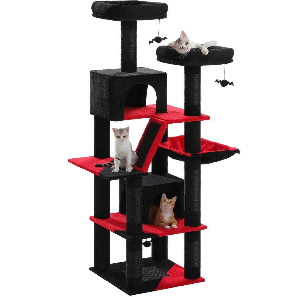 Multi-Level Cat Tree Tower – Cat Condo, Hammock & Scratching Activity Center