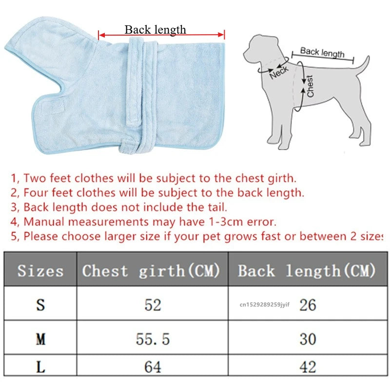 Quick-Dry Pet Bathrobe – Super Absorbent Towel Robe for Dogs & Cats