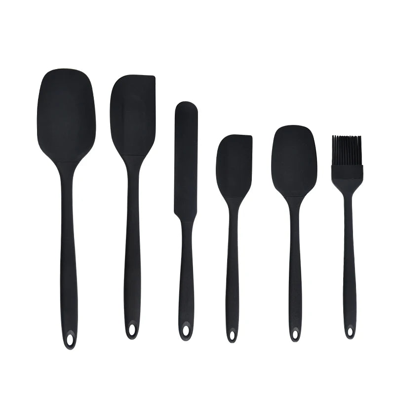 6-Piece Silicone Kitchen Utensil Set – Cream Scraper, Spatulas & Oil Brush Baking Tools Set