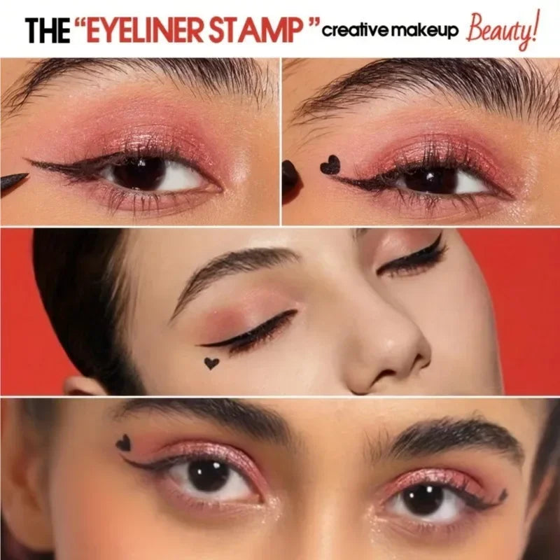 Eyeliner double embout 1 pc – motifs étoile, cœur, lune, waterproof, séchage rapide, adapté aux débutants et professionnels