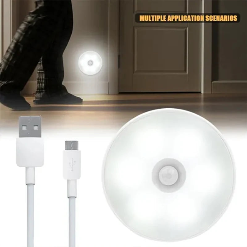 PIR Motion Sensor LED Night Light – USB Rechargeable Wireless Closet & Cabinet Lamp