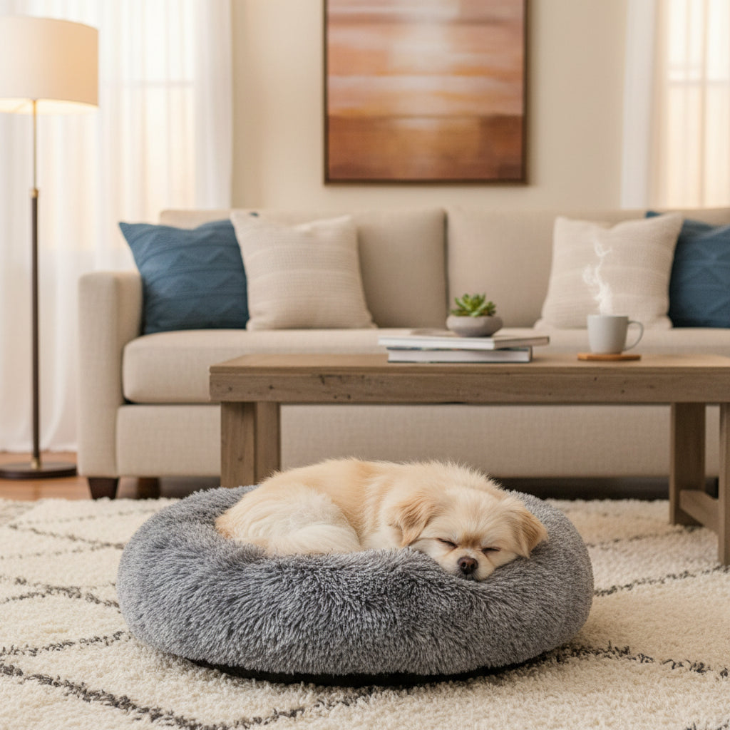 Plush Round Pet Bed – Ultra Soft Warm Dog & Cat Bed