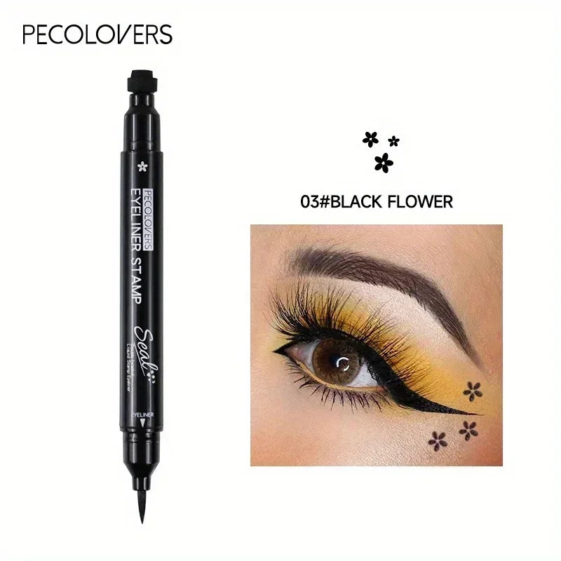 Eyeliner double embout 1 pc – motifs étoile, cœur, lune, waterproof, séchage rapide, adapté aux débutants et professionnels