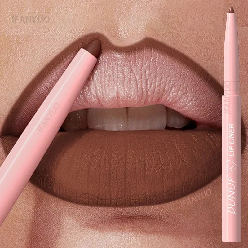 Crayon à Lèvres à Pointe Effilée – Longue Tenue, Mat, Crémeux, Effet Repulpant, Waterproof, Teintes Naturelles Nude et Marron, Slim