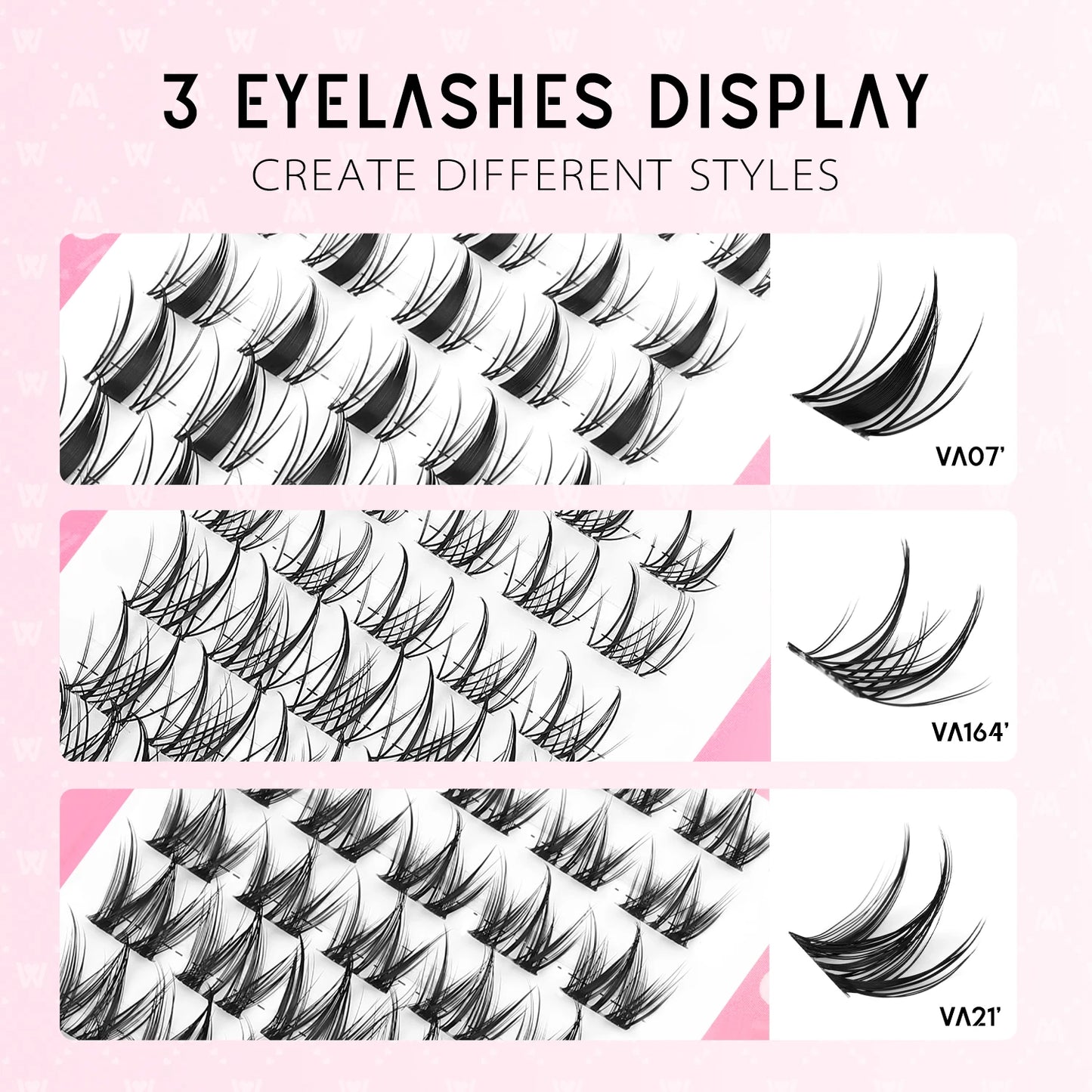 Kit de grappes de cils manga – Cils style Cat Eye avec colle et scellant, plateau mixte – Extensions de cils en grappes