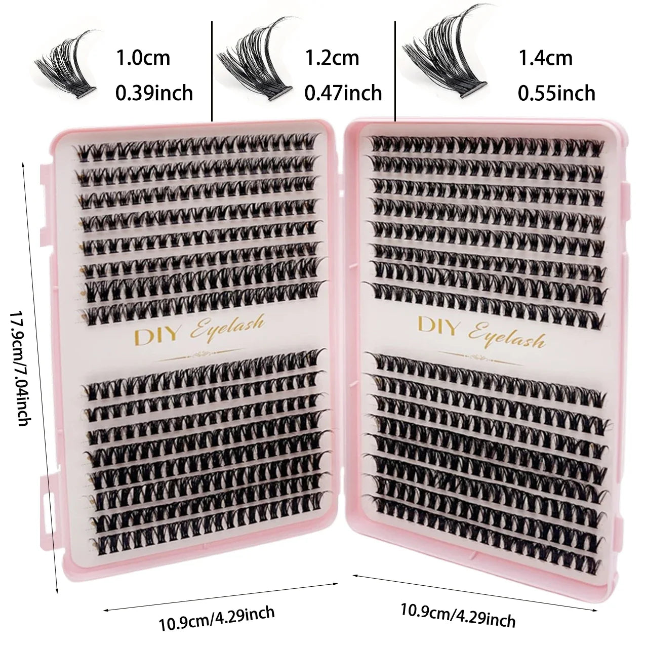 640 pcs Cils DIY personnels – 40P/80P grappes, effet naturel et léger, 10-14 mm, courbure D – Grappes de cils