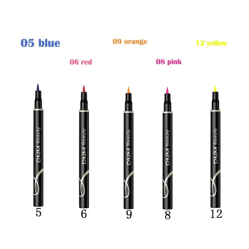 Set 12 Crayons Eyeliner Liquide – Waterproof, Facile à Appliquer, Mat, Couleurs Bleu, Rouge, Vert, Blanc, Or et Marron
