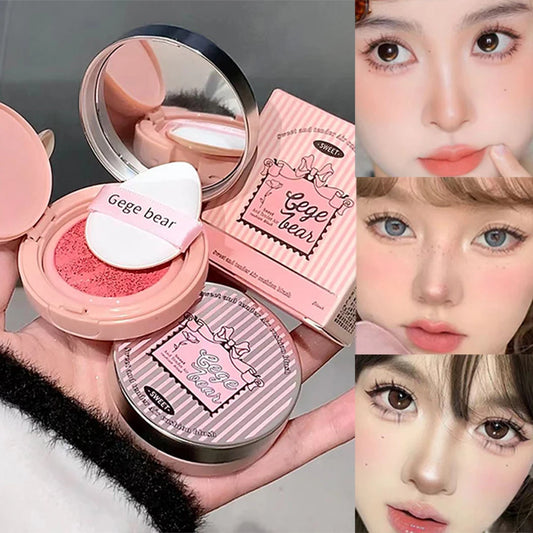 Blush coussin 3 couleurs – Texture crème mate, avec applicateur puff, sans poudre – Application lisse, pour un maquillage quotidien impeccable