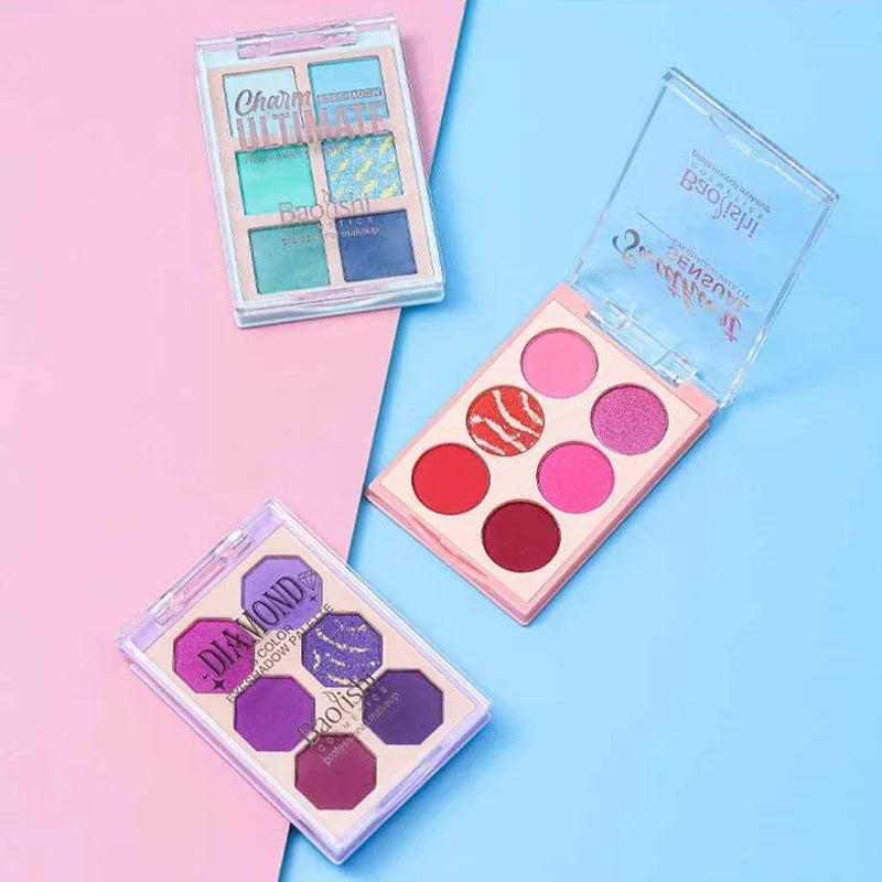 Palette fards à paupières 6/9 couleurs, nacré, mat et pailleté, longue tenue, scintillant, maquillage yeux