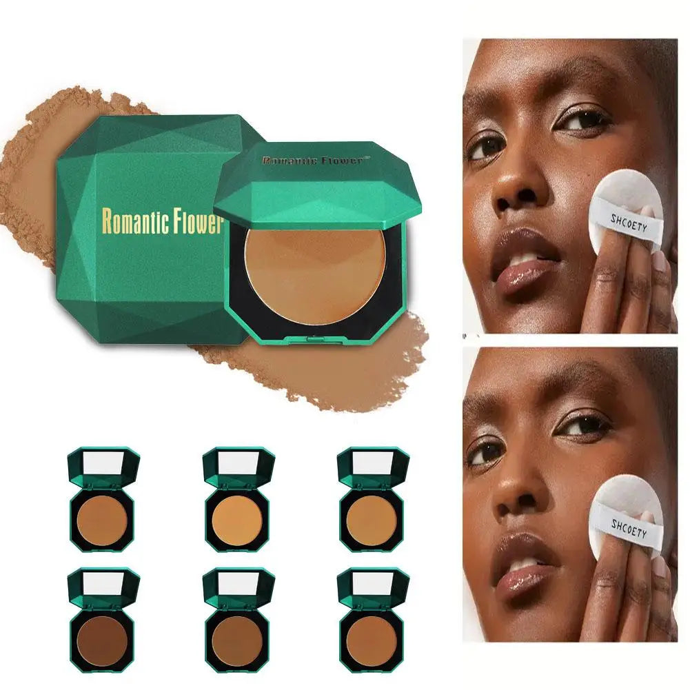 Poudre pressée foncée 4 couleurs – Peau foncée, poudre matte, longue tenue, waterproof, maquillage de marque, blush