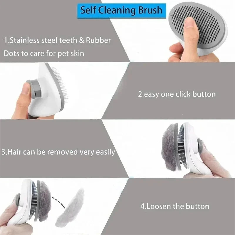 Self-Cleaning Pet Brush – Grooming & Deshedding Comb for Dogs and Cats