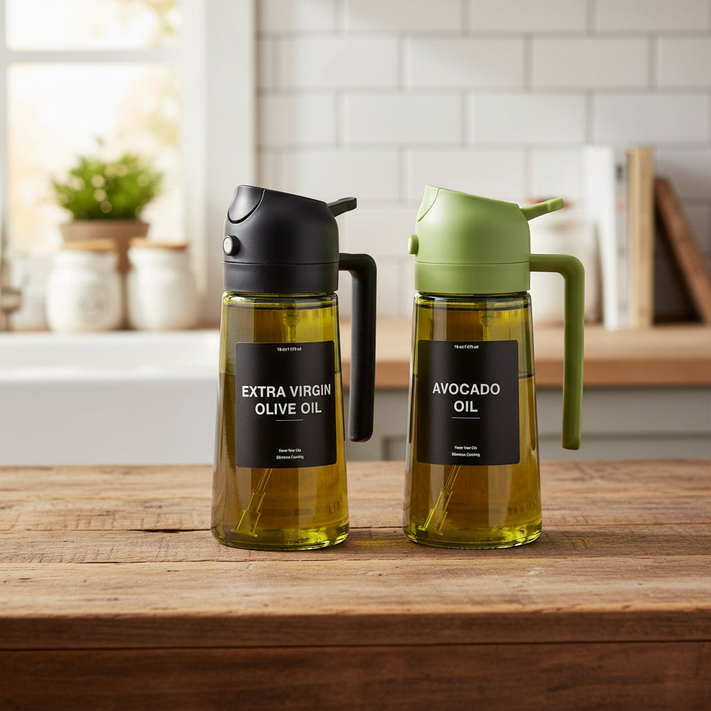 470ml 2-in-1 Oil Sprayer for Cooking – Olive Oil Dispenser & Spray Bottle with Thick Glass Design