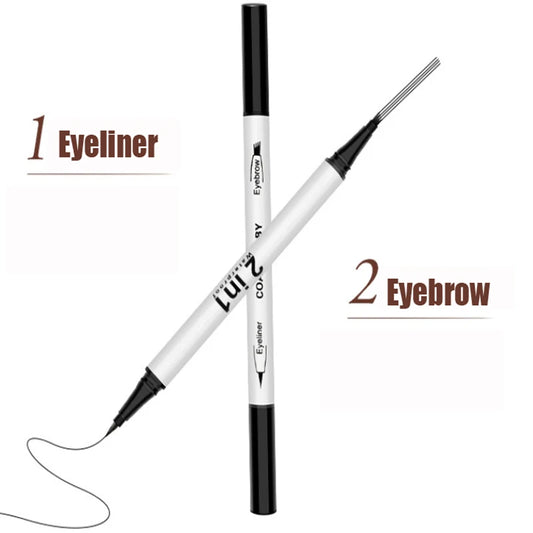 Pro 2IN1 double extrémité étanche 4 fourchettes pointe sourcil Eyeliner stylo longue durée naturel brun liquide sourcils noir Eye Liner crayon