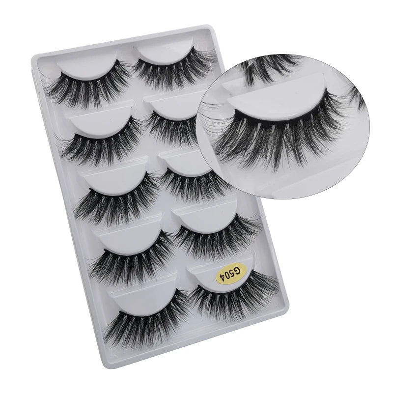 Lot de 10/8/5/3 Paires de Faux Cils 3D en Vison