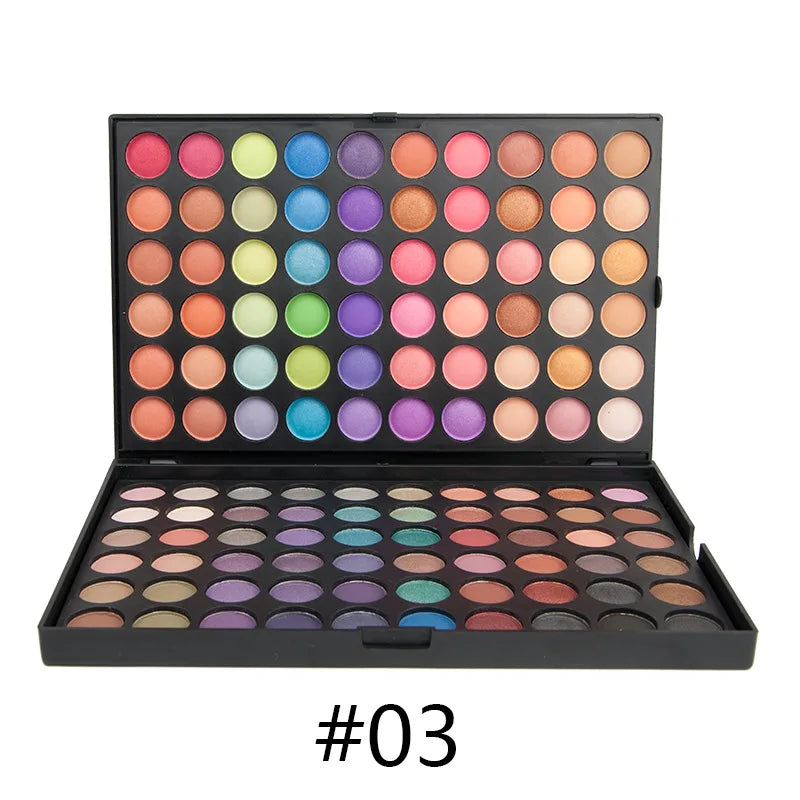 Palette fards à paupières 120 couleurs waterproof mat et pailleté longue tenue