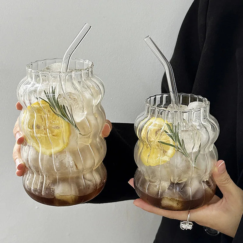 Aesthetic Glass Cups Set – Iced Coffee, Latte, Cocktail & Wine Glass Drinkware Collection