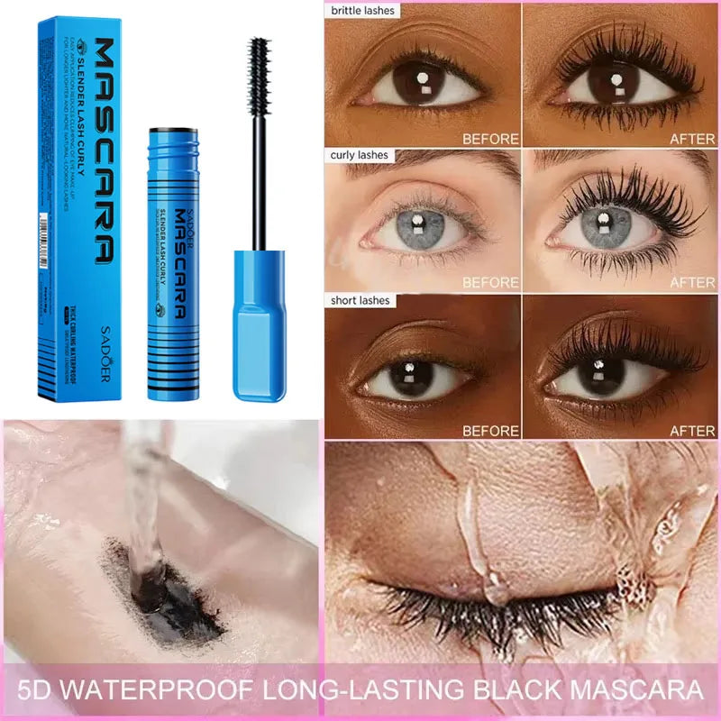Mascara 5D waterproof allongeant cils noir fibres de soie maquillage femme nouveau coréen
