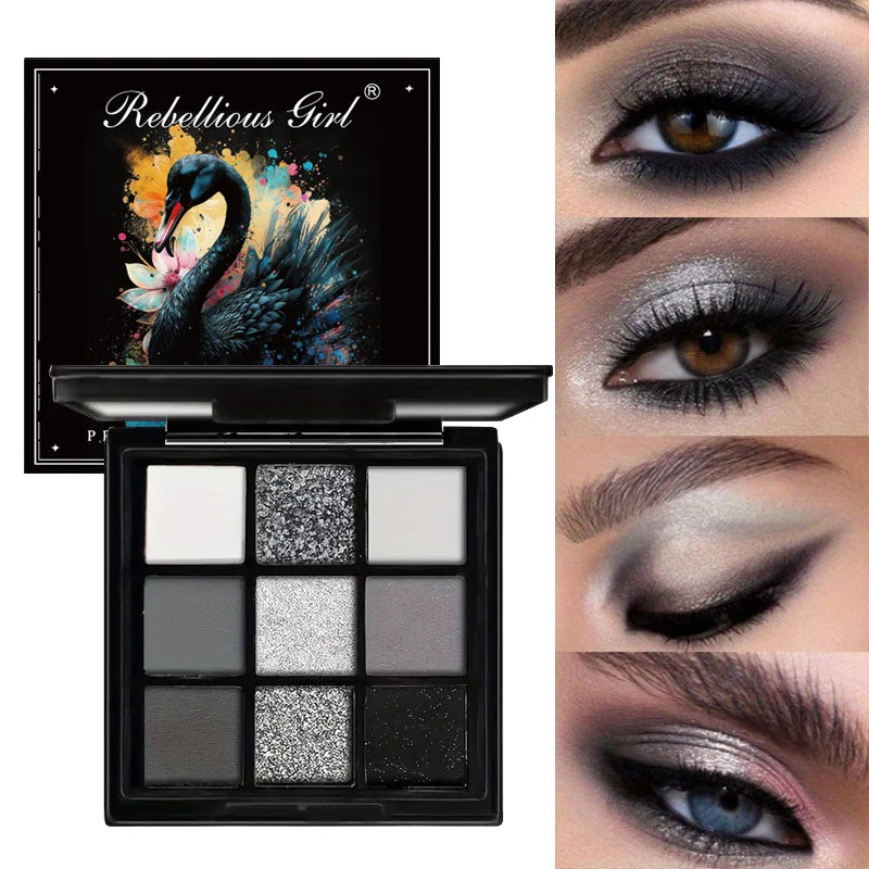 Palette fards à paupières 9 couleurs pailleté perlé mat longue tenue pour femme