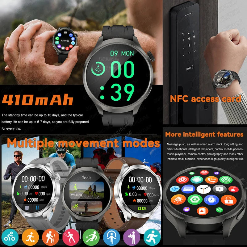 Marque originale Smartwatch 1.85 ''grand écran GPS trajectoire NFC Bluetooth appel fréquence cardiaque IP68 étanche sport montre intelligente hommes