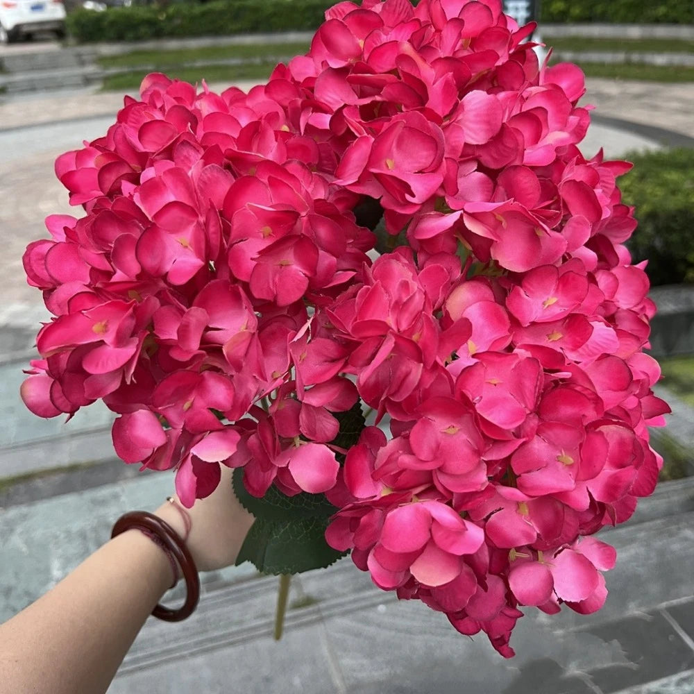 5-Head Artificial Hydrangea Flowers – Large Silk Floral Bouquet for Décor