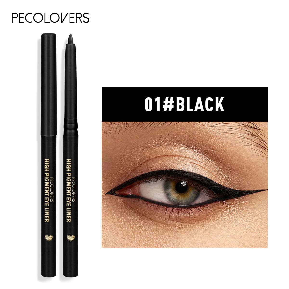 Crayon Gel Eyeliner Blanc Waterproof – Vert et Marron, Doux, Haute Pigmentation, Mat et Brillant, Longue Tenue