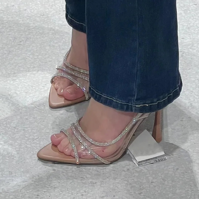 « Sandales Femme Talon Fin – Sexy & Ouvertes, Strass »